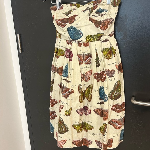 Maeve (Anthropologie) Size 4 Butterfly Print Strapless Dress with tule skirt EUC - Picture 4 of 11